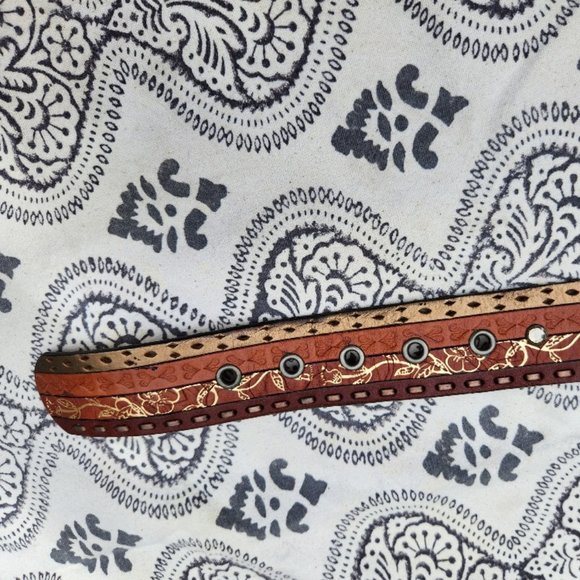 Fossil Leather Belt Embossed Studded Braided Country CowGirl Size Small - Picture 8 of 10